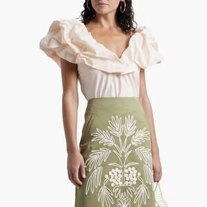 JOHANNA ORTIZ Embrace Chaos Ruffled Cotton Blend Poplin Top Size 2